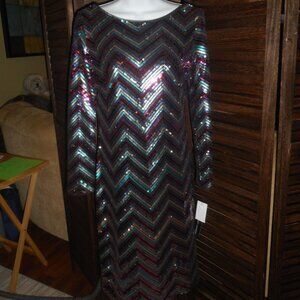 NWT full sequins rainbow Maggy London dress, size 4